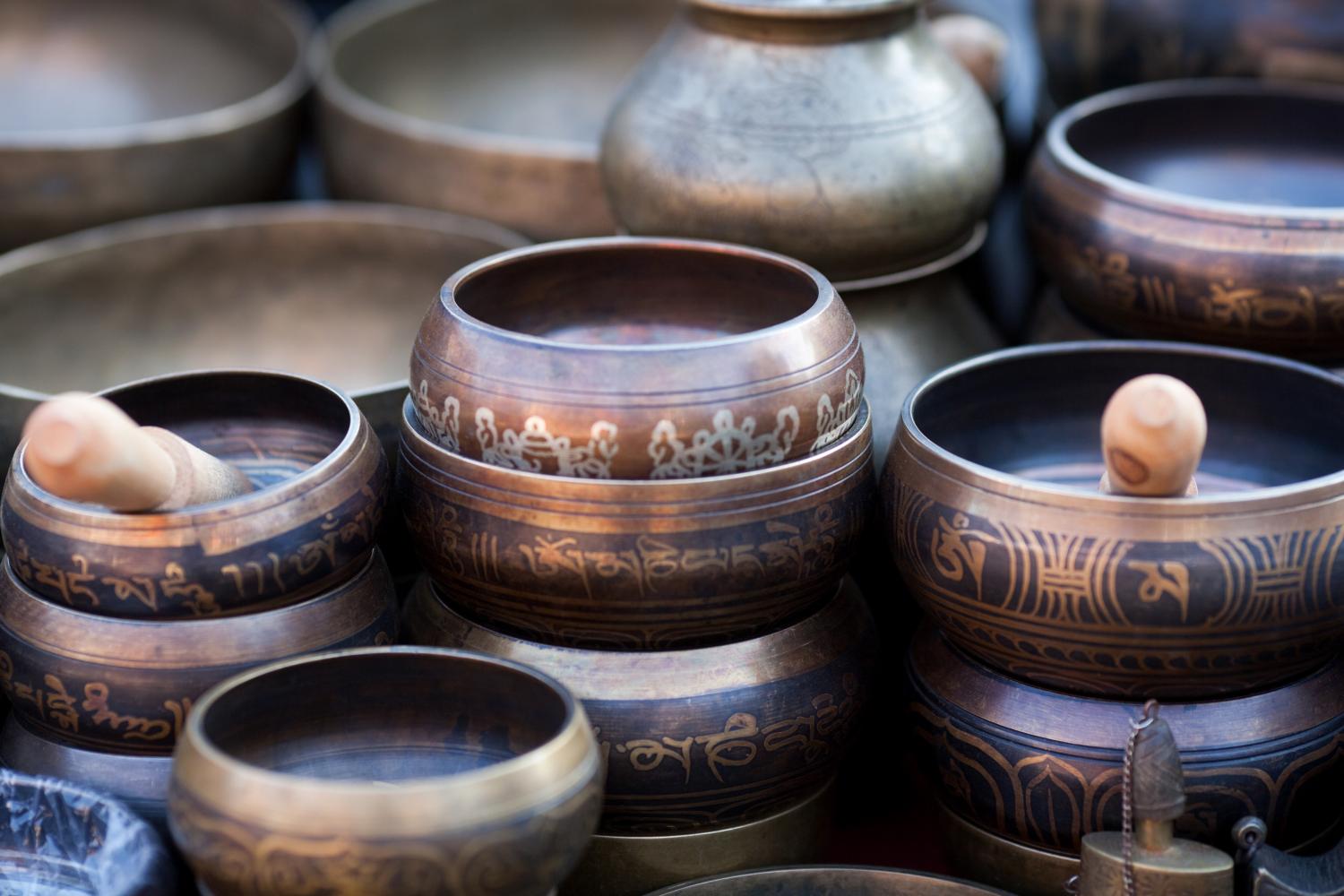singing bowls, sage, zafu cushions, meditation cushions, candles, 